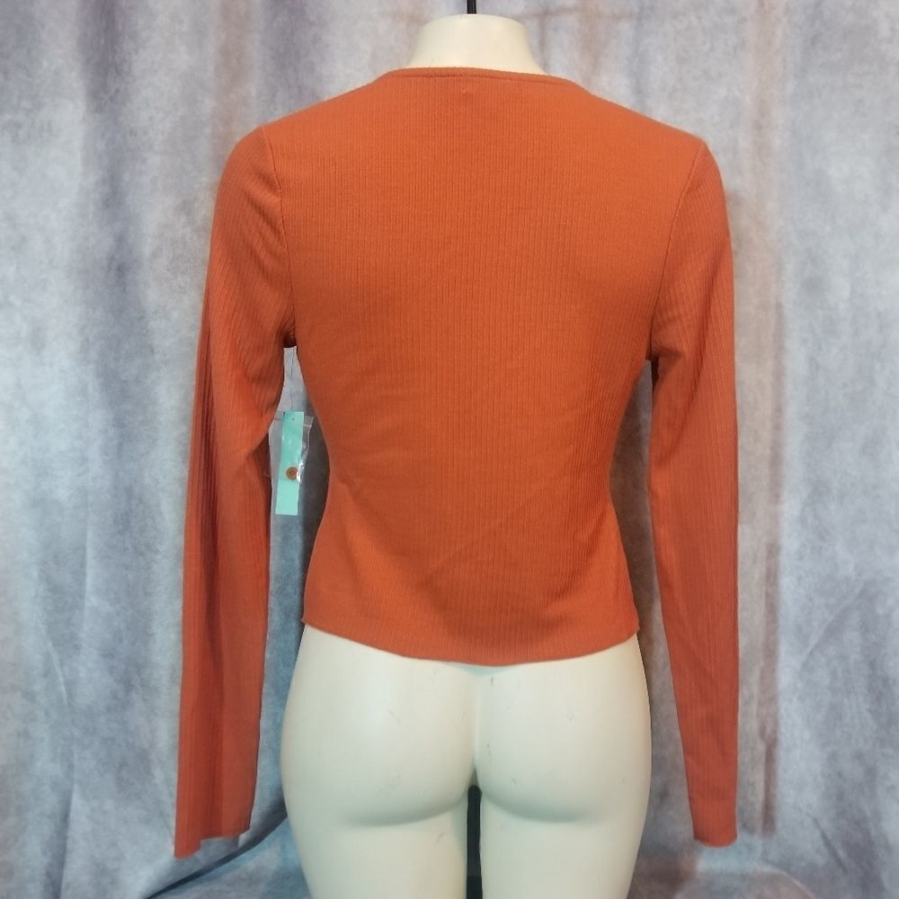 5/$25 Summer Sale!!!‎ Abound Orange Scoop Neck Button Down Top Sz Small - Picture 3 of 5